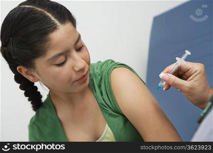Girl having injection