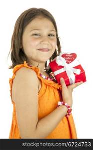 girl holding a gift box in her hand