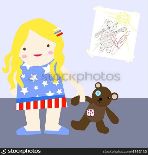 Girl holding a teddy bear