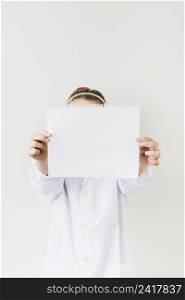 girl holding blank paper sheet