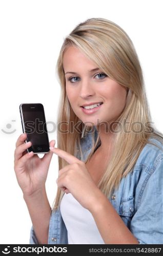 girl holding phone