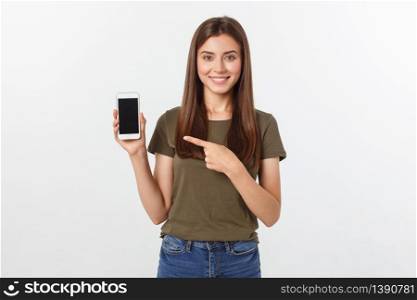 Girl Holding Smart Phone - Beautiful smiling girl holding a smart phone.. Girl Holding Smart Phone - Beautiful smiling girl holding a smart phone