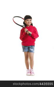 Girl holding tennis racquet