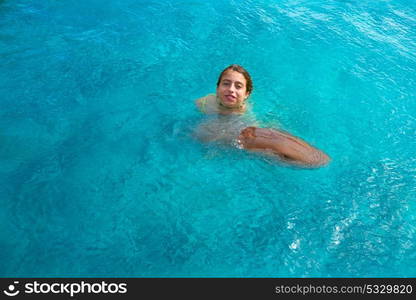 Girl hug a Nurse Shark in Riviera Maya of Mexico