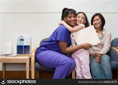 Girl hugging nurse