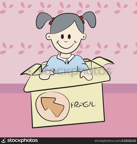 Girl in a cardboard box
