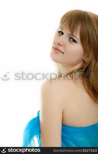 girl in a dark blue dress