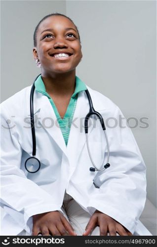 Girl in a doctors coat