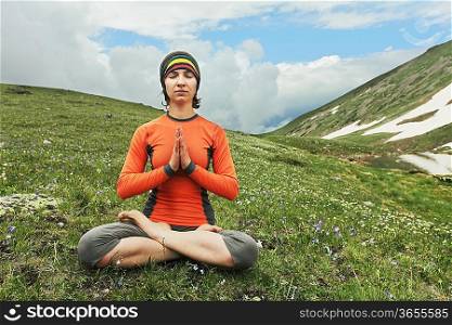 Girl in a meditating