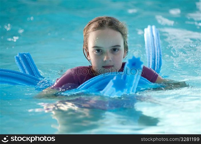 Girl in a swimming pool at Gimli, Manitoba, Canada
