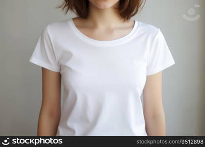 Girl in a white tank top close-up. A girl in a white T-shirt, a place for text