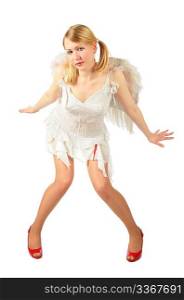 Girl in angel&acute;s costume full body