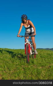 girl in mountain bike