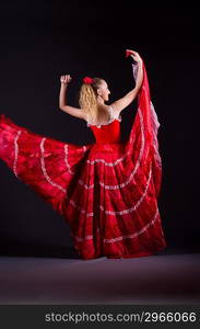 Girl in red dress dancing dance