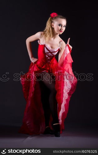 Girl in red dress dancing dance