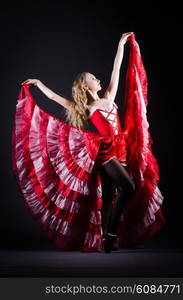 Girl in red dress dancing dance