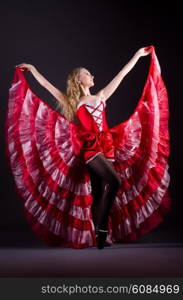 Girl in red dress dancing dance