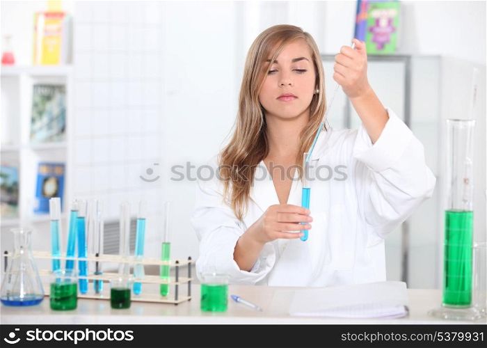 girl in science laboratory