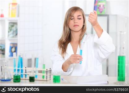 girl in science laboratory