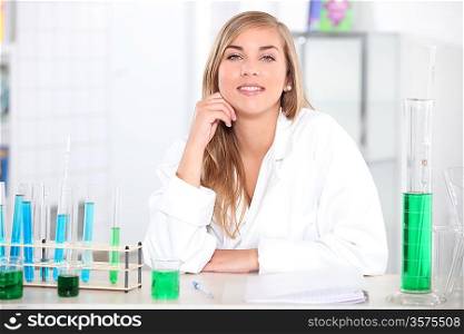 Girl in science lesson