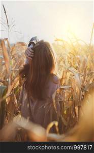 girl in the corn field. atmosphere and mood