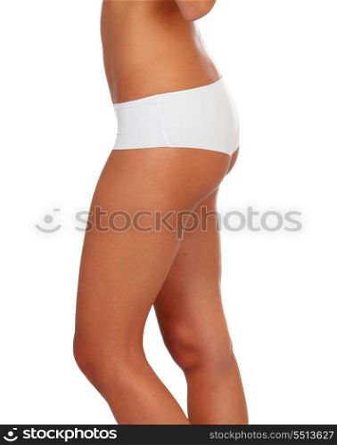 Girl in white underwear isolated on a white background