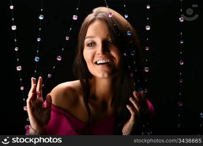 girl isolated on black background