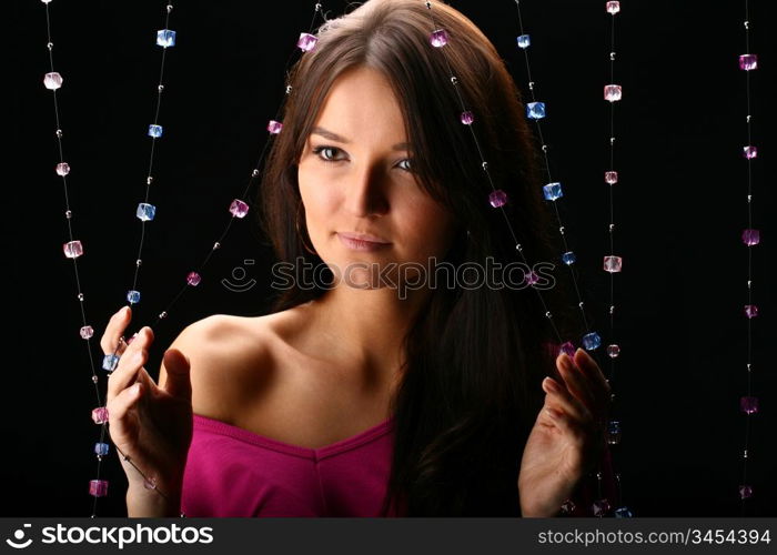 girl isolated on black background