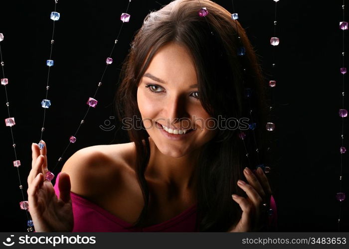 girl isolated on black background