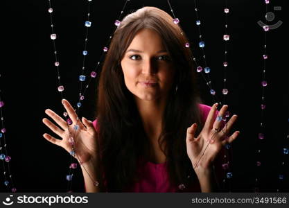 girl isolated on black background