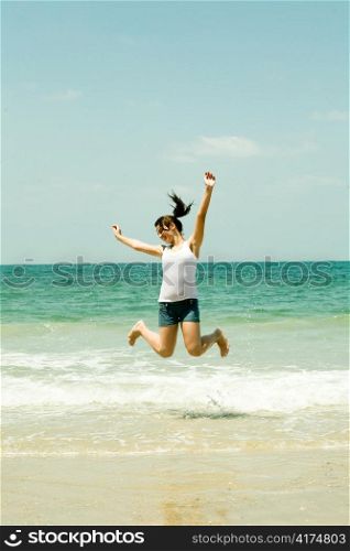 Girl jumping of joy