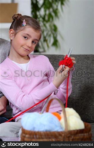 Girl knitting