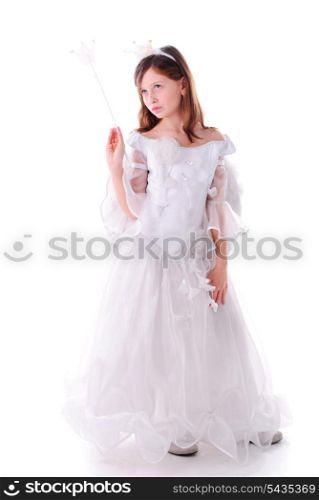 Girl like a little fairy isolated on white