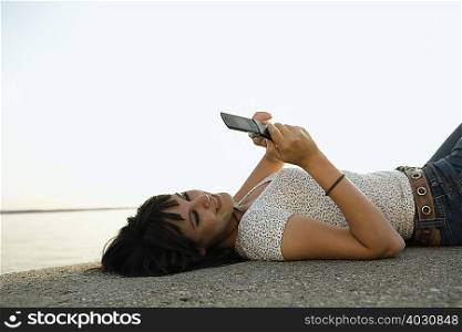 Girl looking at mobile phone