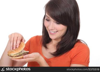 Girl looking burger