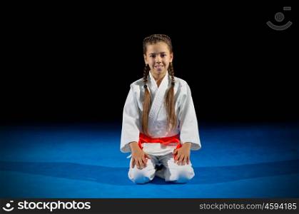Girl martial arts fighter isolated