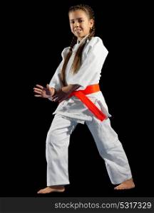 Girl martial arts fighter isolated