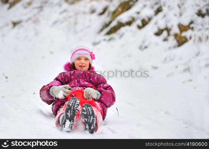 girl on sleigh