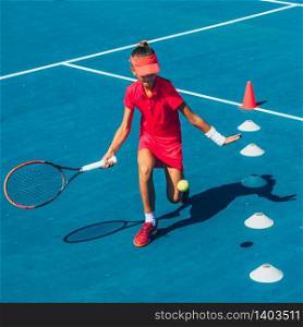 Girl on tennis training