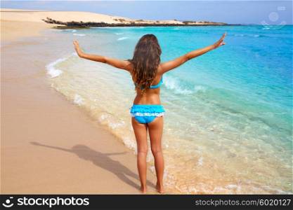 Girl on the beach Fuerteventura at Canary Islands of Spain