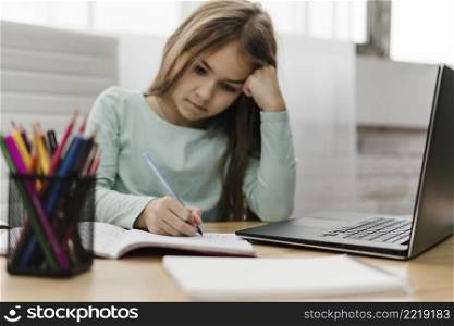 girl participating online classes