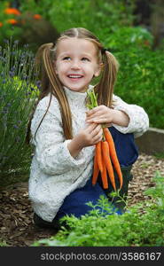 Girl Picking Carrots