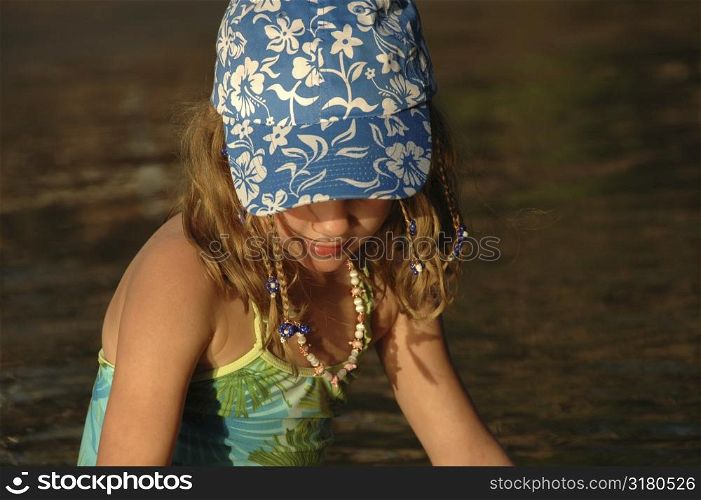 Girl playing at beach
