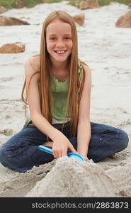 Girl Playing on Beach