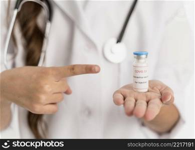 girl pointing vaccine recipient