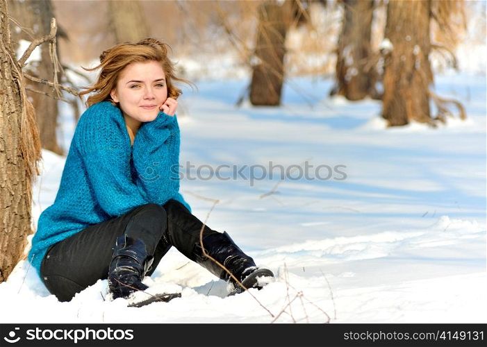 girl portrait and winter scene