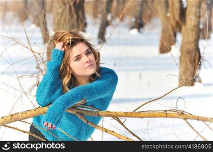 girl portrait and winter scene