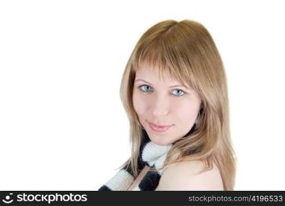 girl portrait closeup isolated on a white background