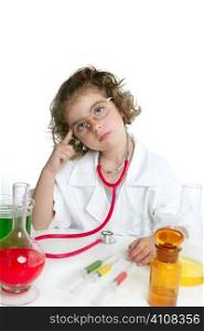 Girl pretending to be doctor in the laboratory