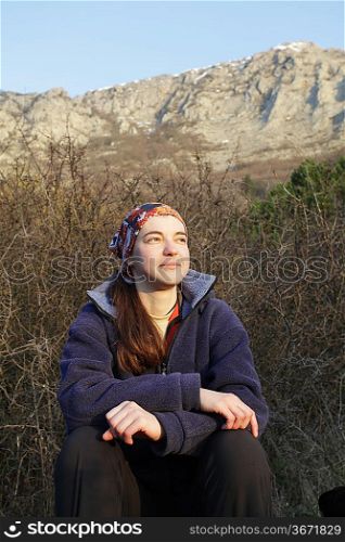 Girl rest in hike